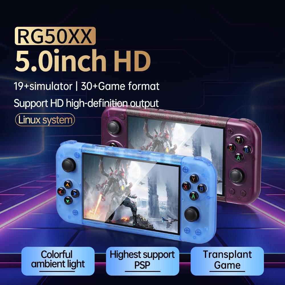 

RG50XX 5-inch Screen Handheld Game Console Support Linux System HD TV Output,15000+ Games Black