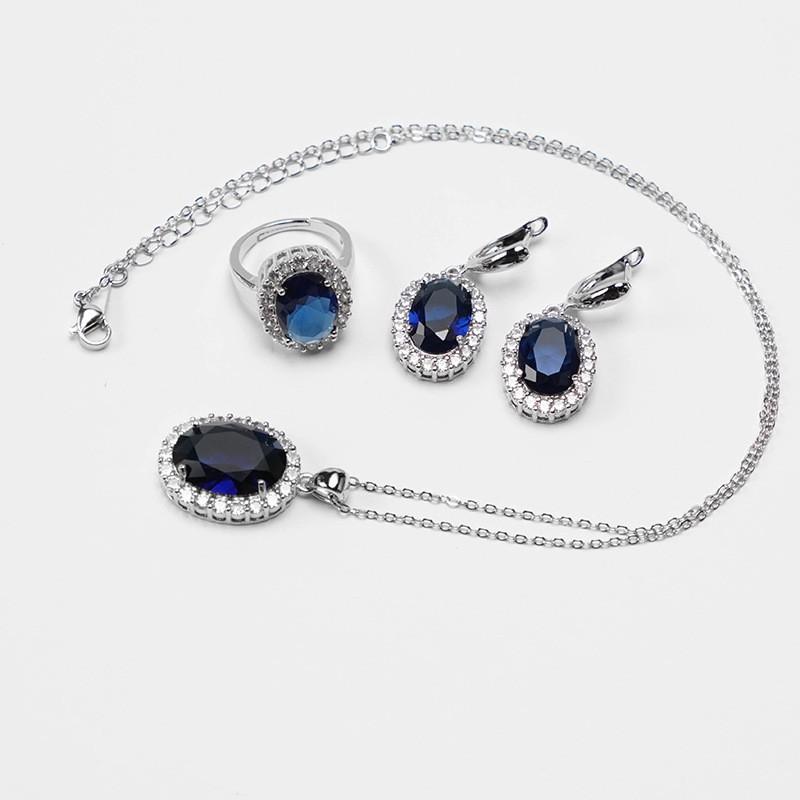 Jewelry Set Necklace Earrings Ring Three-piece Set High-end Women's Jewelry Zircon Fashion Sweater Chain