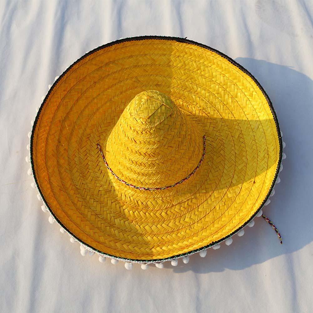 Wide Brim Mexican Party Hat Natural Straw Carnival Sombrero Outdoor Mexican Straw Hats Men Women