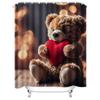 Cute Teddy Bear with Heart Shower Curtain | Cozy and Romantic Bathroom Decor