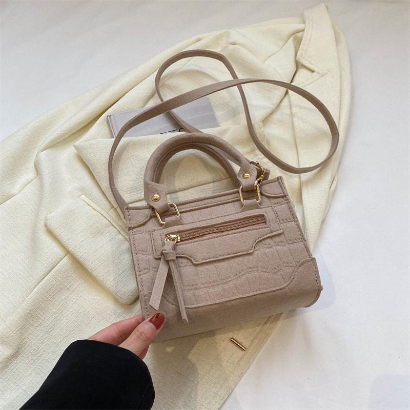 Chic Street Style Felt Womens Handbag Versatile Summer Shoulder Bag хаки