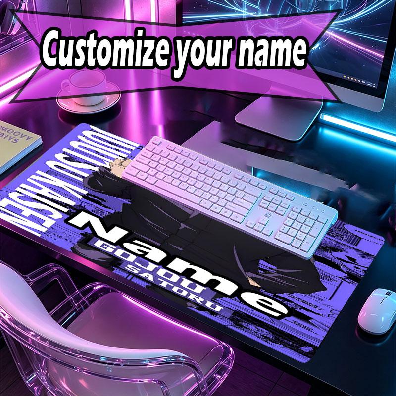 Custom Name Personalized Jujutsu Kaisen Pattern Mousepad, Laptop PC Desk Mat, Decorative Desk Mat for Home Keyboard Pad Gift