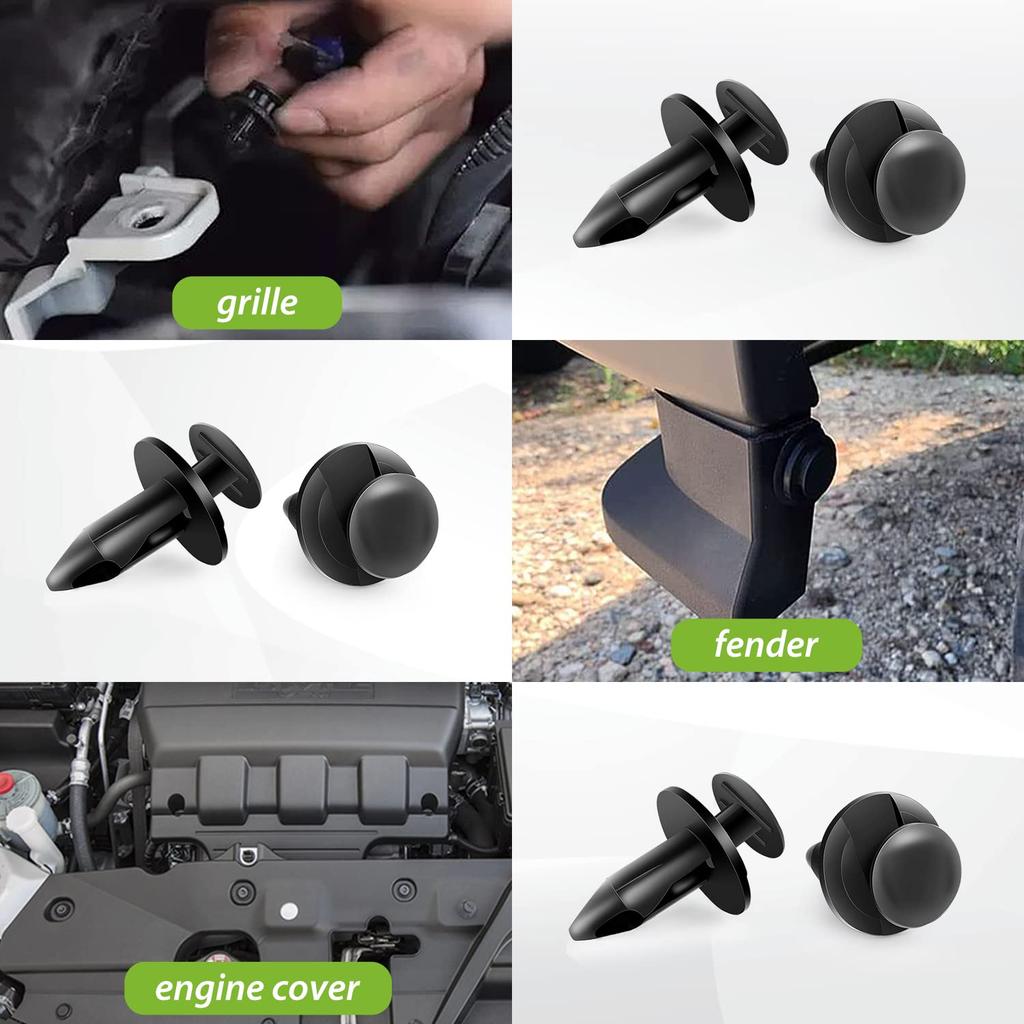 Frokom 100Pcs 8Mm Hole Size Nylon Car Bumper Retainer Clips Push Type UTV ATV Fender Push Clips For Toyota 52161-0 52161-16010,GM 21030249 Ford