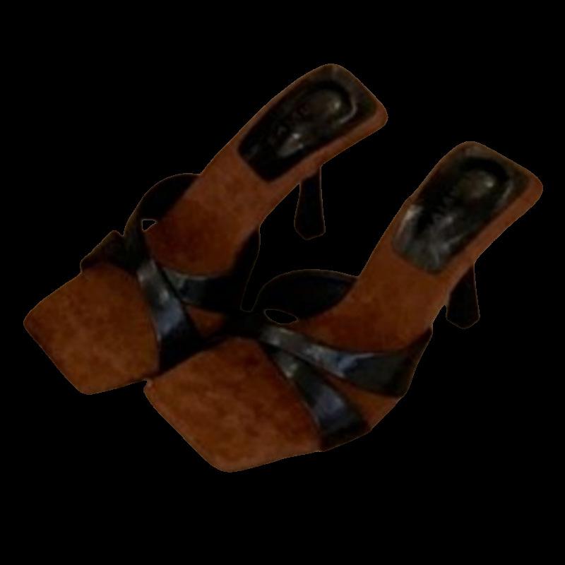 Niche Design Sense Stiletto High Heels Women's 2025 New Retro Square Head Open-toed Sandals French Temperament Cool Slippers