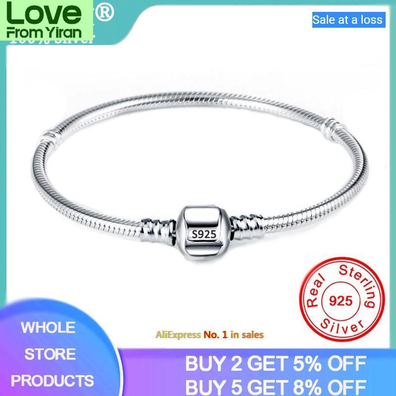 

100% оригинальный браслет-цепочка из цельного серебра 925 пробы с логотипом S925, подвески в виде бусин для самостоятельного изготовления, женский подарочный браслет ручной работы