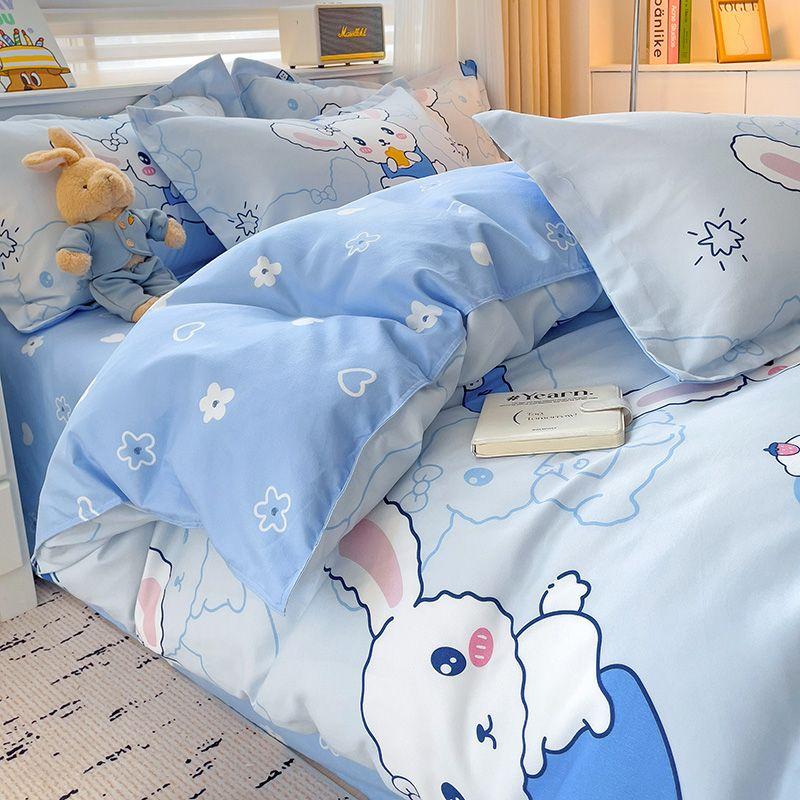 Zestaw czteroczęściowy Klasy A Domowy Gruby Przyjazny dla skóry Piaskowany Twill Ins Kreskówkowy Pokrowiec na kołdrę Zestaw trzyczęściowy na łóżko do akademika