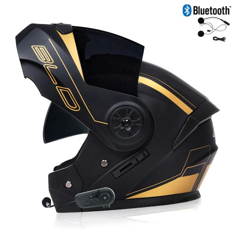 Bluetooth Men's Motorcycle Helmets Full Face Casco for Motorcycles Man Motocross Kask Flip up Casque De Moto  DOT Certified BLD