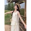 French Sleeveless Sweet Wind Milk Yellow Dress Female Design Sense Gentle Lotus Leaf Edge Super Fairy Fresh Long Dress Summer