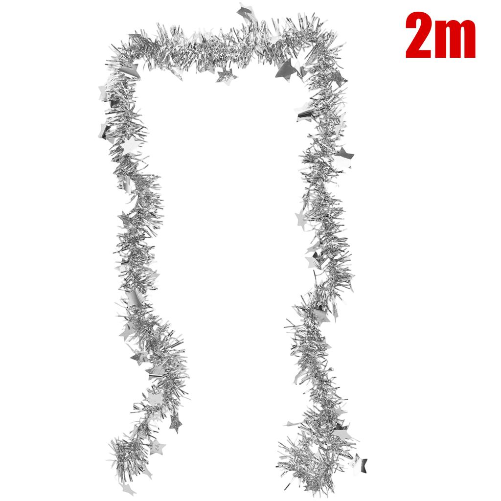 2/40M Colorful Foil Tinsel Ribbon Christmas Garland Xmas Tree Wrapping Ribbons Ornaments Wedding New Year Party Decor with Star