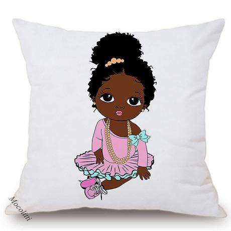 Africa Baby Cartoon Throw Pillow Case Cute Girl Children Room Sofa Bed Decorative Cushion Cover Velvet Soft Pillowcase 45X45Cm