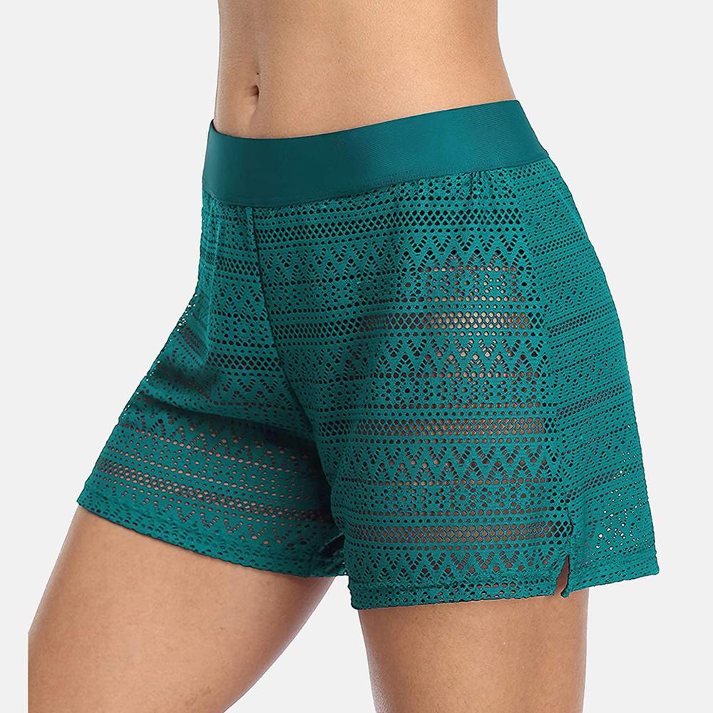 CHARMLEAKS Womens Swim Shorts High Waist Hollow Out Swimsuits Build-in Brief Swimwear Briefs Swimming Bottom Tankini Bottoms