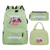 Primary and secondary school students schoolbag three-piece set, animation cartoon personalized printing backpack, casual pencil bag, meal bag