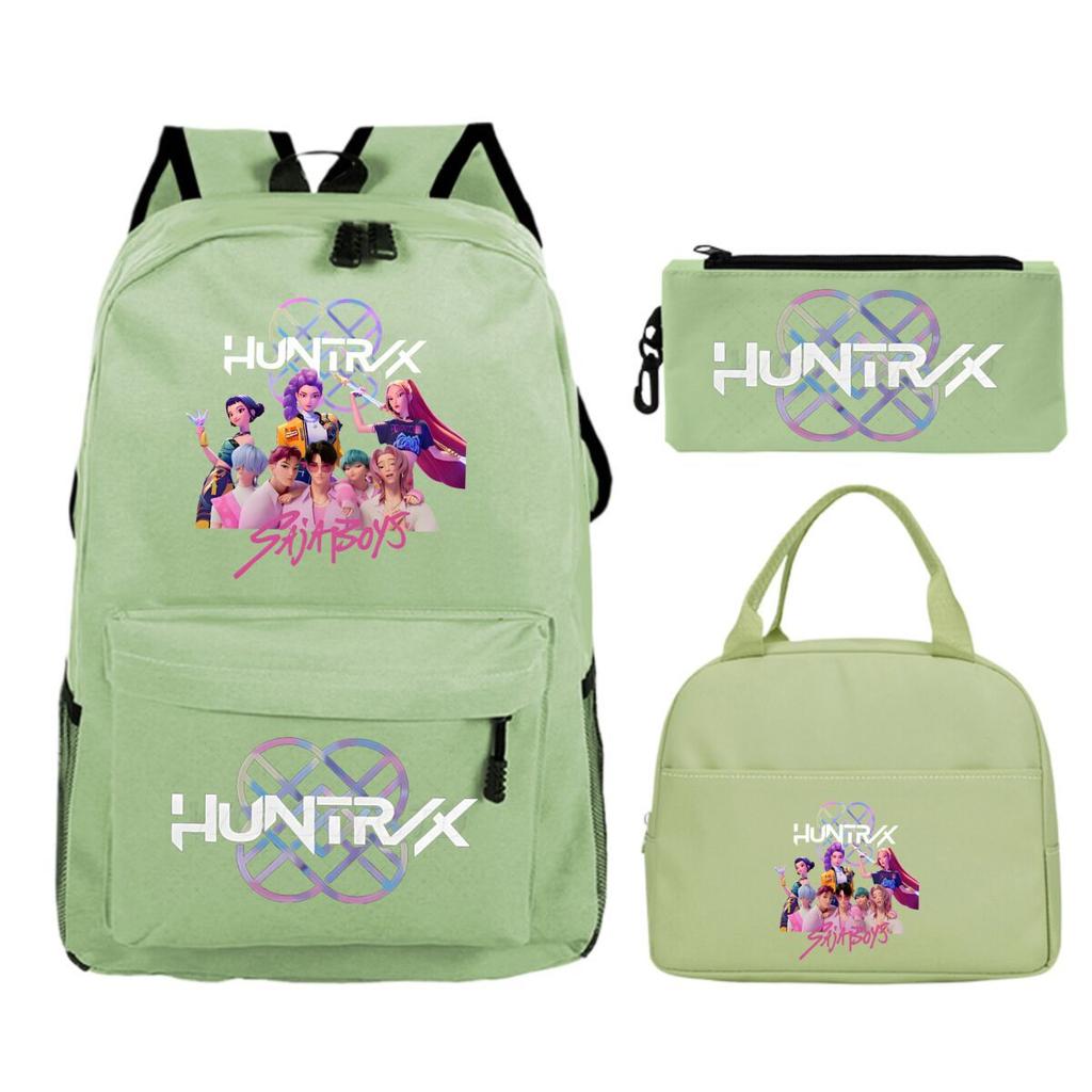 Primary and secondary school students schoolbag three-piece set, animation cartoon personalized printing backpack, casual pencil bag, meal bag