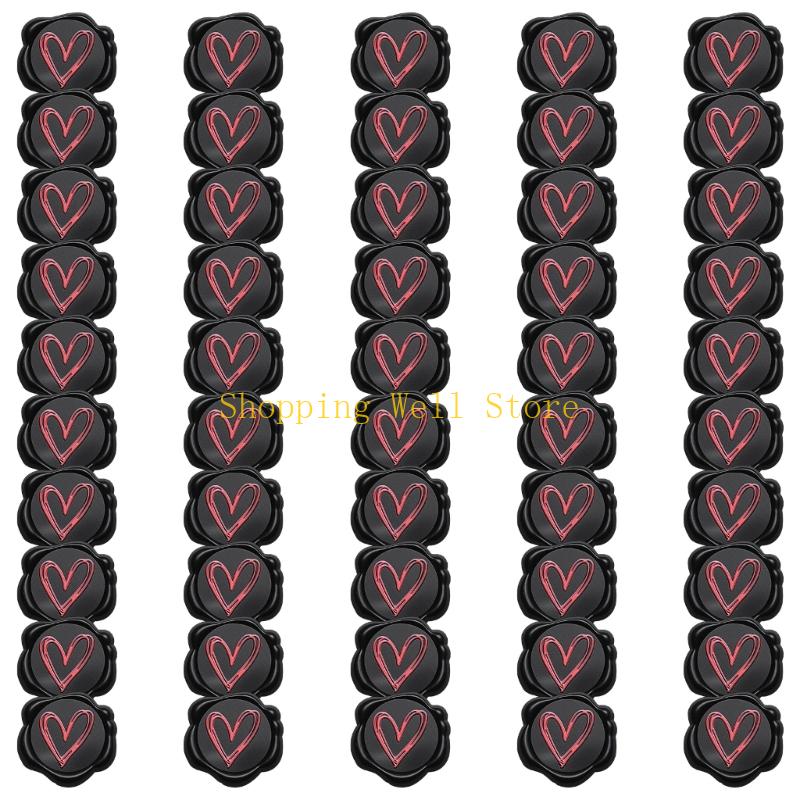 KX4B Pack of 50 Heart Wax Seal Sticker Waterproof Decoration Use