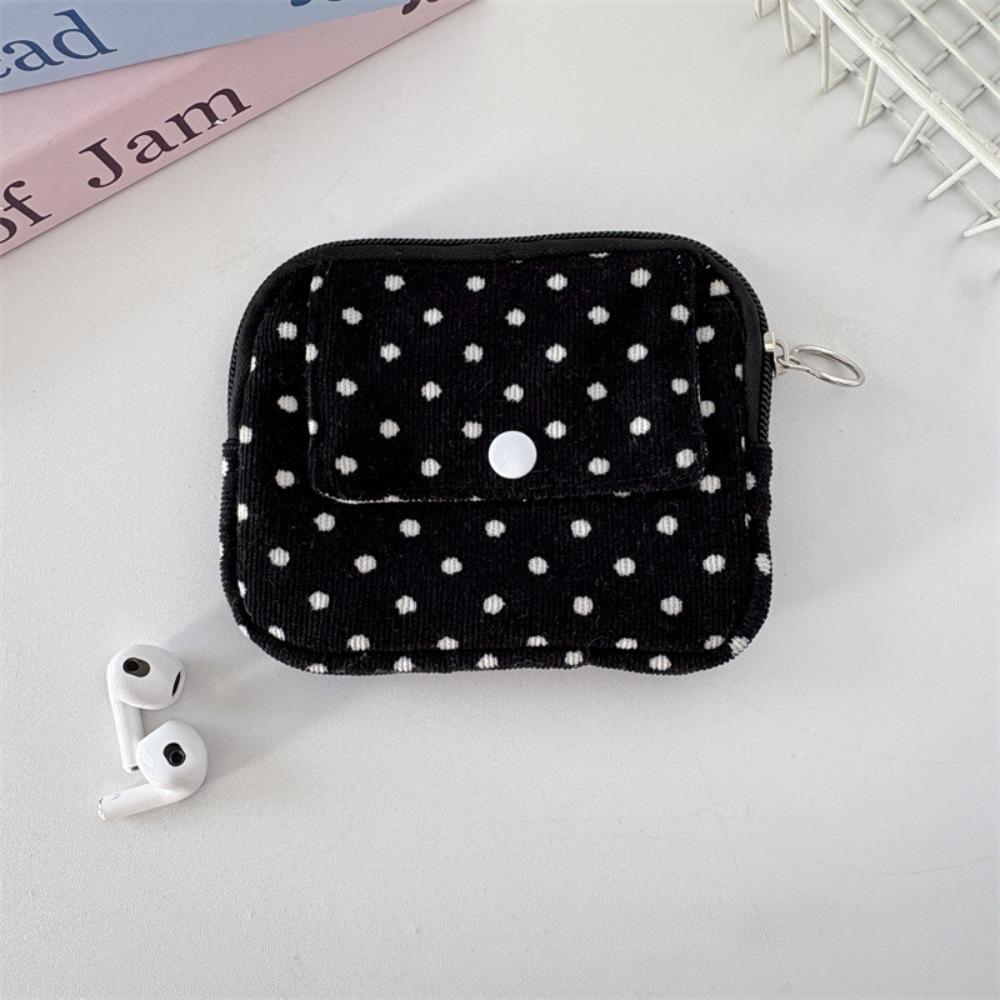 Bow Ethnic Style Coin Purse Polka Dot Small Cosmetic Bag Zipper Pouch Earphone Bag  Travel