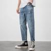 Helle Jeans Herren zerrissen Schurke gutaussehend trendige Marke lockere gerade Hose Sommer neue Jugend Koreanische Version Freizeithose