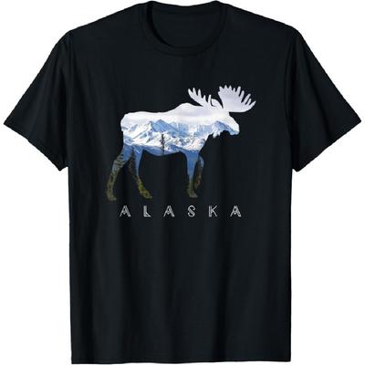 T-shirt Jour de l'Alaska Élan Montagne enneigée T-shirt