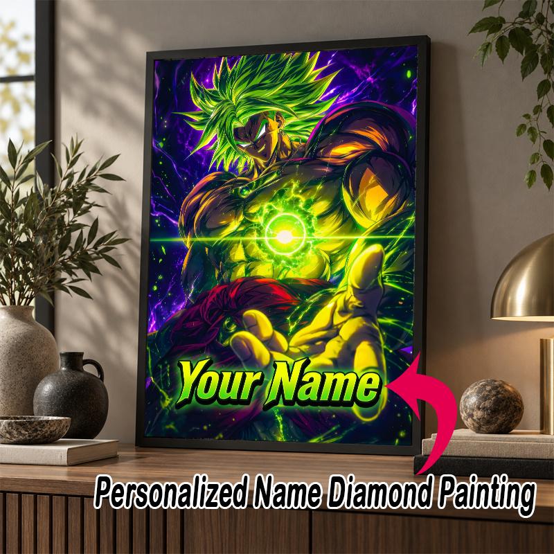 Personalized Broly Diamond Art Custom Name 5D Diamond Painting Full Drill DIY Craft