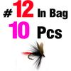 MNFT 10Pcs Various Dry Fly Fishing Lure Trout Salmon Dry Flies Fish Hook Size #6 #10 #12 Nymph Mosquito Lures Fishing Tackle