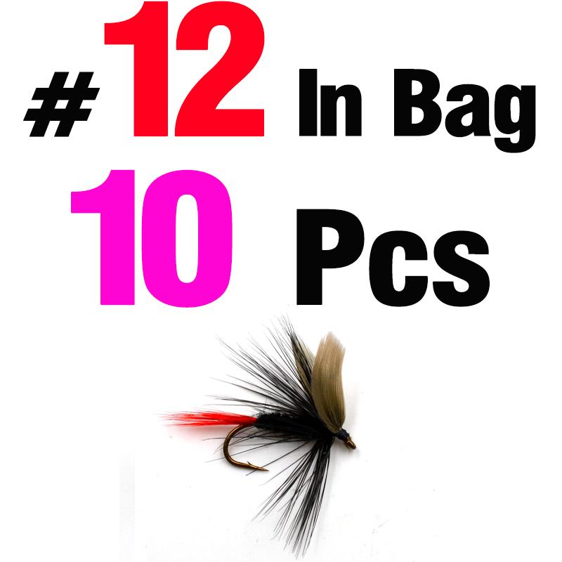 MNFT 10Pcs Various Dry Fly Fishing Lure Trout Salmon Dry Flies Fish Hook Size #6 #10 #12 Nymph Mosquito Lures Fishing Tackle
