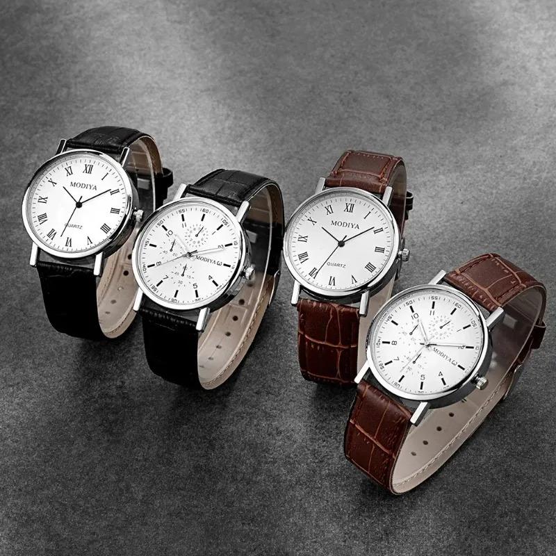 Business Luxury Leather Strap Analog Quartz Watches for Men Women Wristwatches Clock Casual Simple Man Watches Reloj Hombre