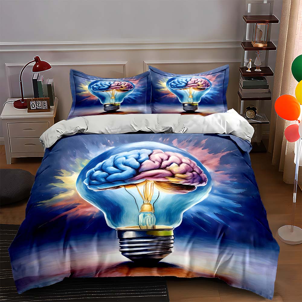 

Brain light bulb Bedding Duvet cover sets Duvet covers Pillowcases gifts (1 * Duvet Cover 2 * Pillowcases, without duvet insert) 135x200cm
