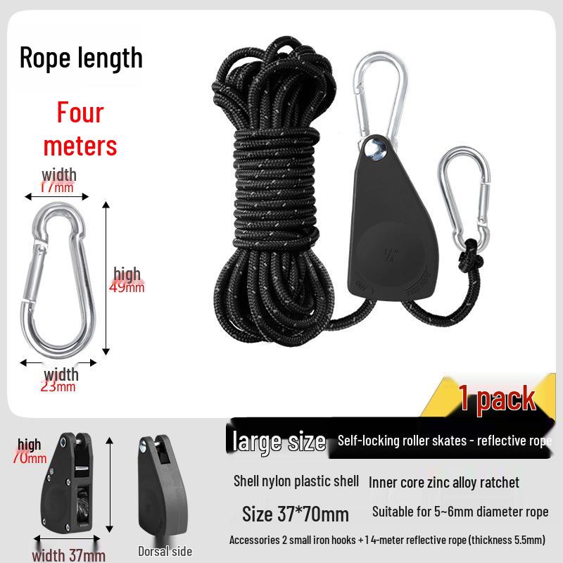 Adjustable Reflective Windproof Camping Tent Rope Pulley System