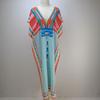 Quick-Dry Beach Cover Up Dress With Front Back V-Neck Loose Fit Printed Tunic Women Swimming Vacation