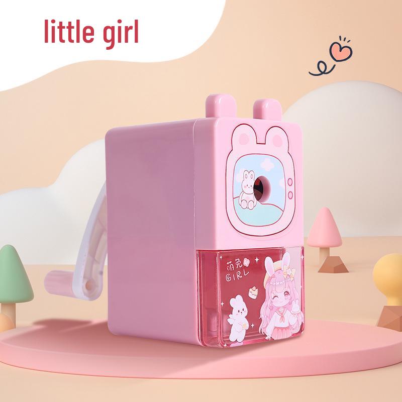 Cartoon Hand-Crank Pencil Sharpener: Automatic Lead Feed, Single Hole, Labor-Saving