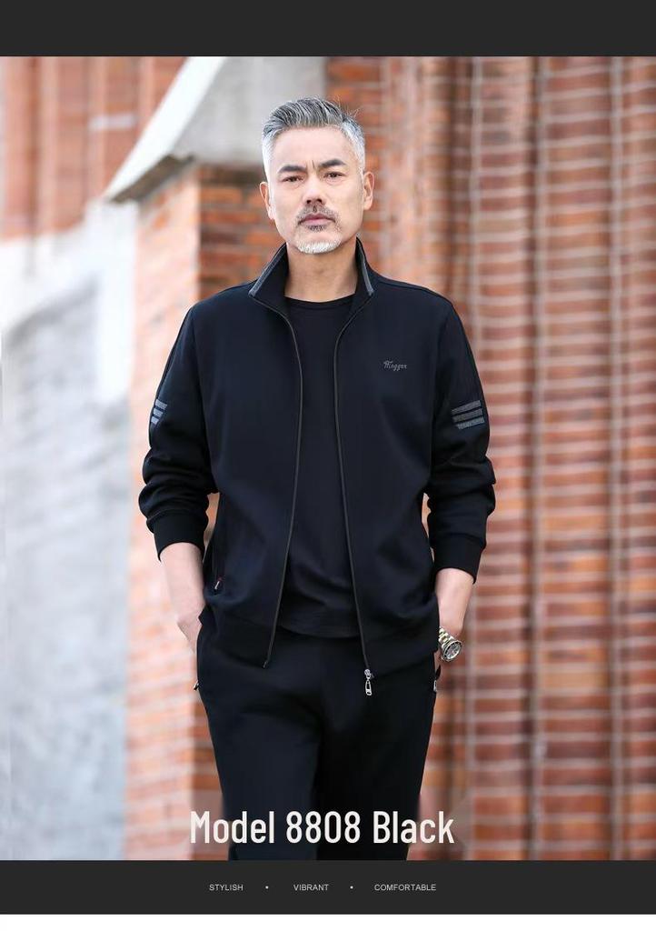 Men's Spring and Autumn Sports Suit for Middle-aged and Elderly – Grandpa Casual Two-Piece Set