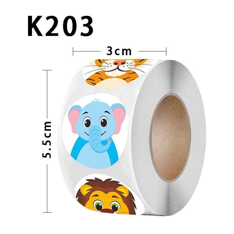 500 ks/role kulatých koček vtipné štítky samolepky pro balení pouzder na telefony, kufry, notebooky, samolepky s výrazy