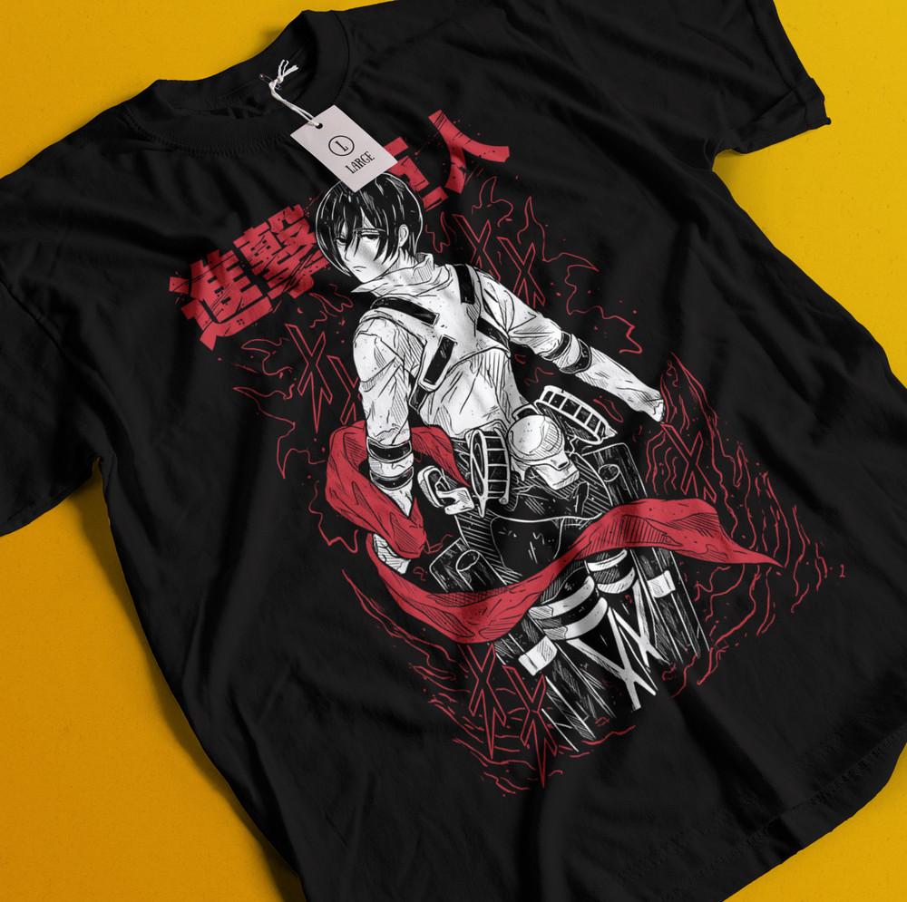 Attack On Titan Shirt Eren Mikasa Tshirt Levi T-Shirt AOT Erwin Hange Armin Tee