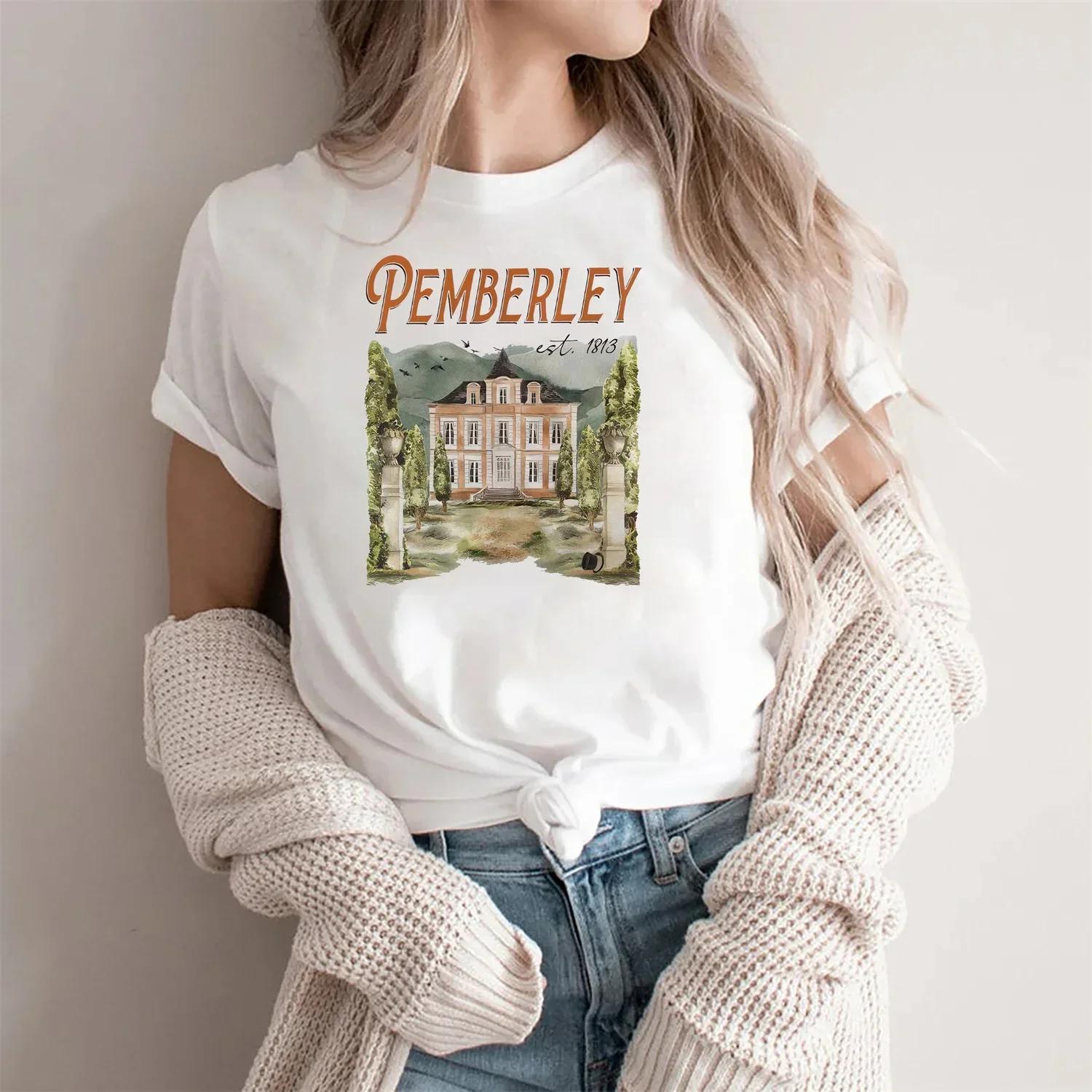 Pemberley T-shirt Pride and Prejudice Shirt Jane Austen Women Short Sleeves Bookworm Tee Book Lover Gifts Literary Novel Shirts S белый