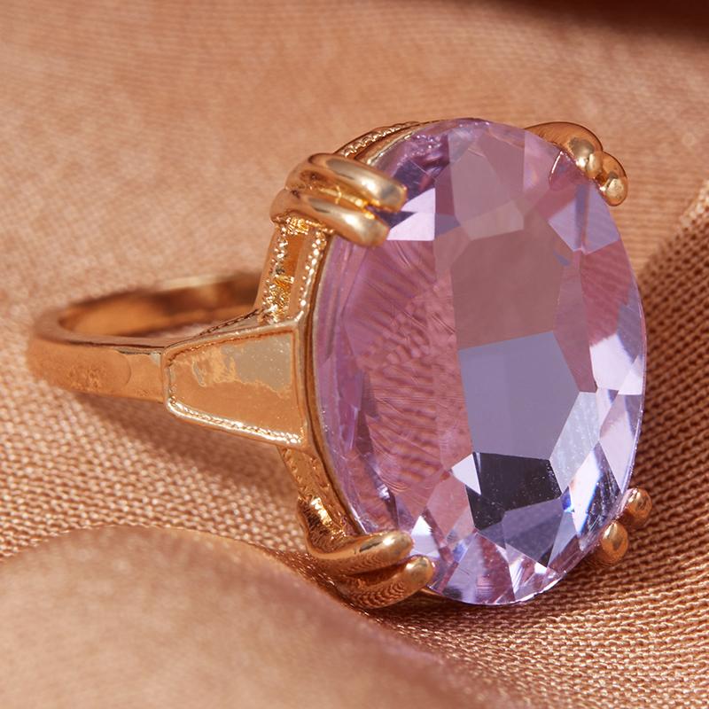 Anelli Minimalisti con Pietra Viola Ovale per Donna Anello di Matrimonio Fidanzamento Gioielli da Festa Accessori Regalo