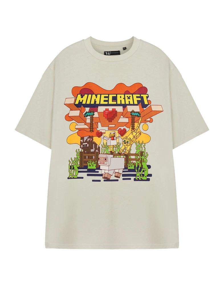 Minecraft Short Sleeved TShirt womens Oatmeal Gaming Official Merch M