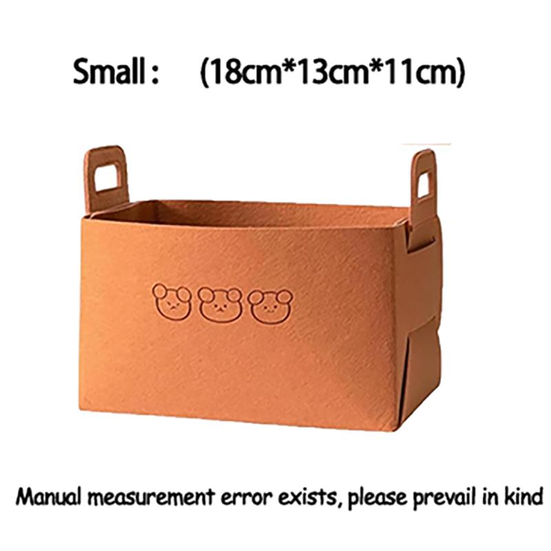 

1pcs Cute Bear Felt Storage Basket Handle-Equipped Storage Box Foldable Clothing, Toys, Books Laundry Basket Home Felt Basket