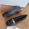 Spring and Autumn Square Toe Shoes Soft Sole Anti Slip Comfortable Work Shoes for Women Low Heeled Leather Shoes for Women