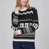 Women's Geometric Jacquard Crew-neck Knitted Sweater Contrasting Color Rhombus Plaid Knitted Top Autumn and Winter Nordic Sweater