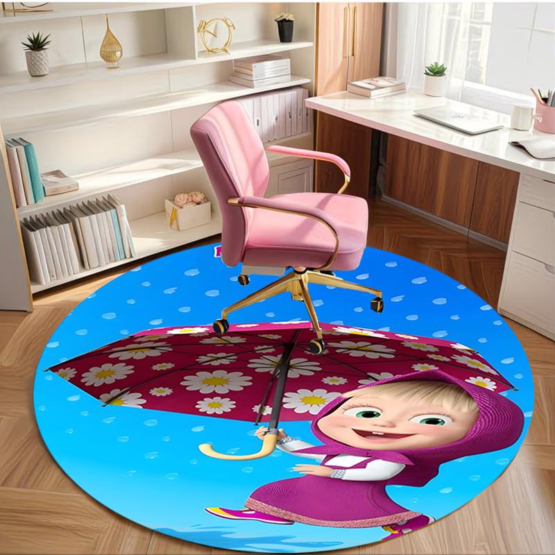 cartoon animation Print Round Rug, Washable Floor Carpet, For Entryway Dorm Laundry Room Office Study, Home Decor Birthday Christmas Gift