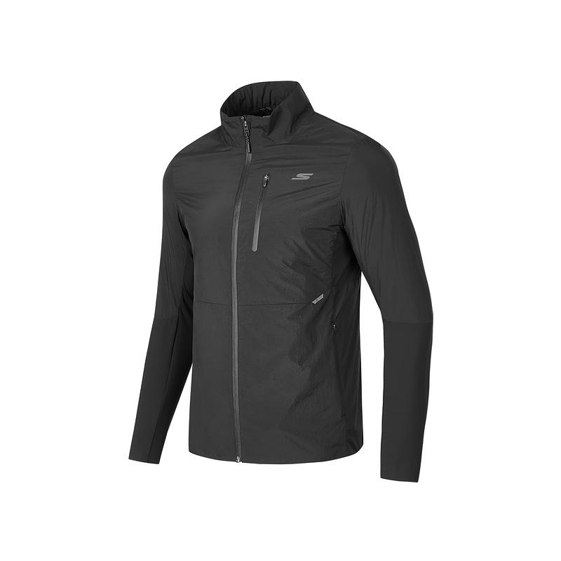 Skechers Logo Print Comfortable Breathable Woven Jacket Men Jackets Carbon-Black P424M212-0018 M