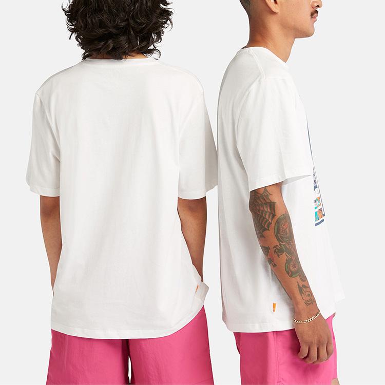 Timberland Breathable Casual Loose Round Neck Pullover Short Sleeve T-Shirt Men Tops White A6QCD-100