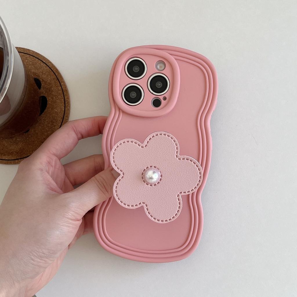 Japanese and Korean Ins Temperament Flower Bracket for iPhone17Pro Max Apple 16 Mobile Phone Case 14/15 Matte
