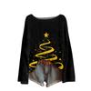 Ladies' Fashionable Casual Long Sleeved Christmas Printed Round Neck Knitted Yarn