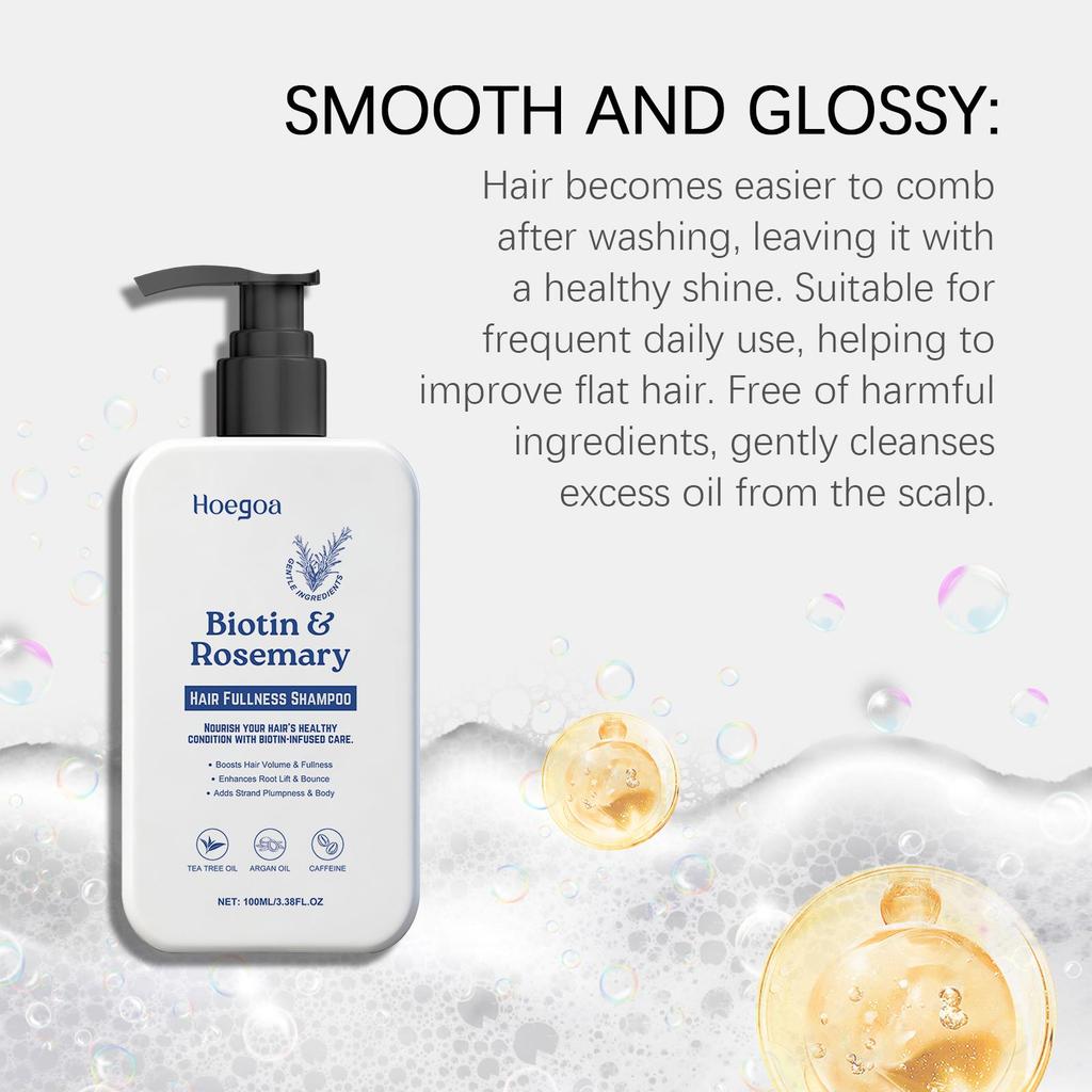 Shampoing au romarin et à la biotine Hoegoa: Nettoie délicatement le cuir chevelu, le rendant lisse comme de la soie et revitalisant les cheveux.