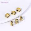 Brass 18K Gold Plated Spiral Spacer Beads,Inlaid Zircon Twisted Separators For Beads DIY Jewelry Making Accessories Wholesale