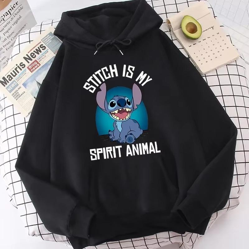 Lilo & Stitch Print Hoodie Cute Cartoon Disney Graphic Sweatshirt Autumn and Winter Men and Women Casual Long-sleeved Jumper Top