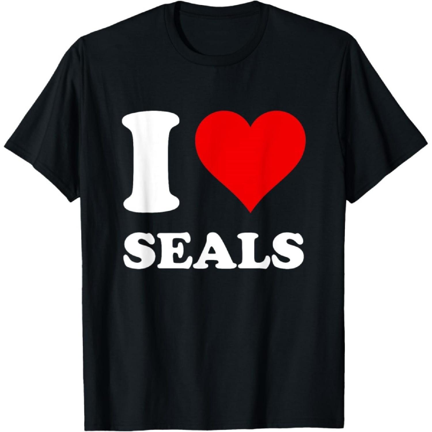 Red Heart I Love Seals T-Shirt S чёрный