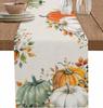 Autumn Thanksgiving Pumpkins Leaves Linen Table Runner Home Party Decor Fall Harvest Kitchen Dining Table Runners Autumn Decor