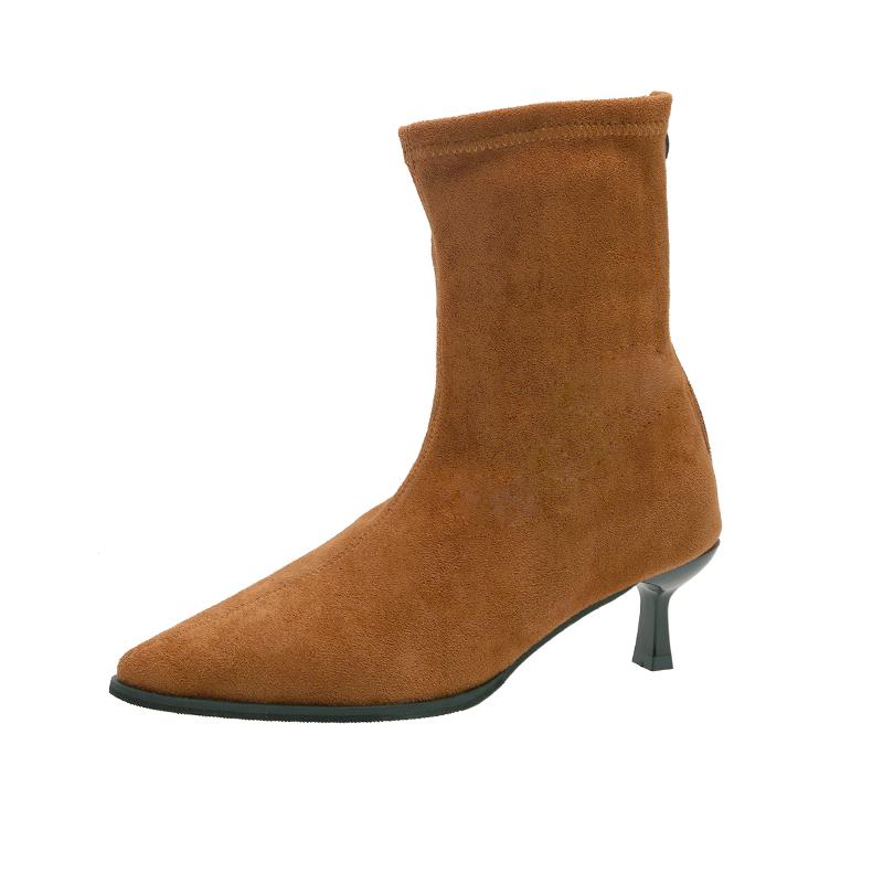 

2026 Новые женские ботильоны Сексуальные с острым носком Женские короткие ботинки Модные повседневные Женские ботинки на тонком высоком каблуке Однотонные Шпилька 42