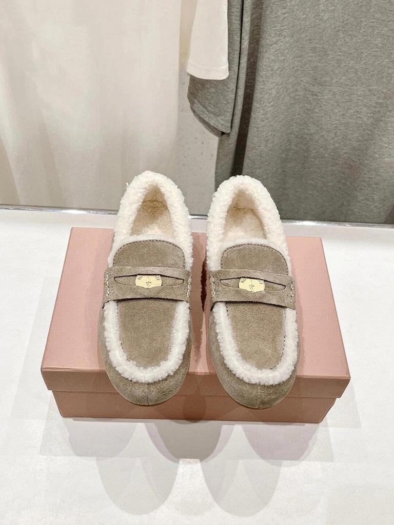Fleece Lazy One Pedal Doudou Shoes Women's Flat Bottom 2025 Autumn and Winter New Single Shoes Sports and Leisure Shoes